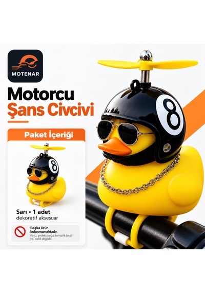 Motenar Motorcu Şans Civcivi Pervaneli Sarı Gidon Süsü