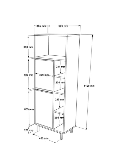 Yurudesign Ocean Mutfak Kiler Dolabı Mikrodalga 2 Kapaklı Raflı Metal Ayaklı Sepet On10a-s
