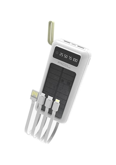 Acl Güneş Enerjili Solar 20.000 Mah 4lü Kablolu Led+fenerli Powerbank