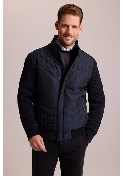 Ysf Erkek Lacivert Slim Fit Kolu Trikolu Mont