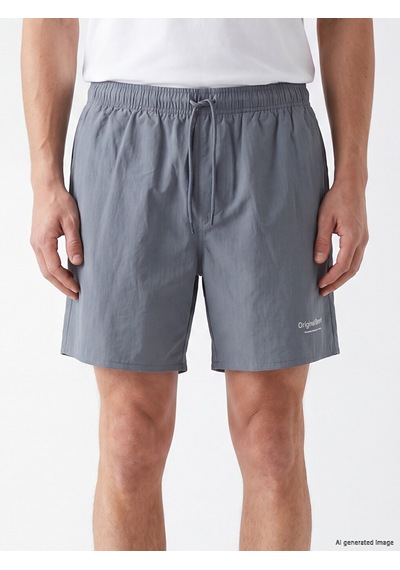 Lcw Swımwear Gri Kısa Boy Baskılı Erkek Deniz Şortu