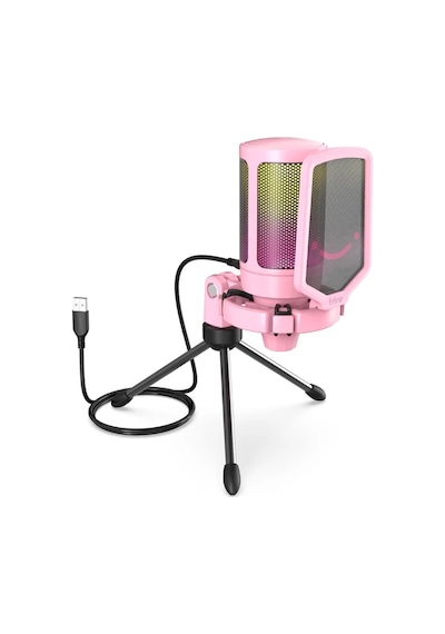 Fifine Ampligame A6v Rgb Usb Pembe Gaming Mikrofon A6vp