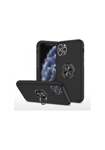 Apple İphone Uyumlu 11 Pro Max Kılıf Elit Yüzüklü Kapak - Siyah Çok Renkli
