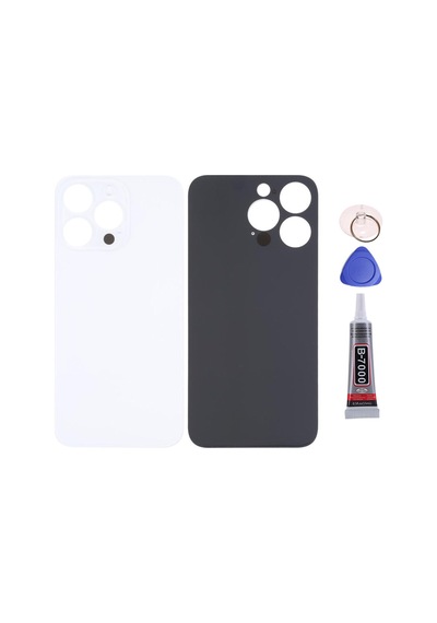 Apple Uyumlu iPhone 14 Pro Beyaz Arka Kapak Batarya Kapağı Pil Kapağı Yapışkan Ve Sökme Aparatıyla Beraber Full Set Beyaz