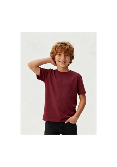 Poala Kids Bordo Pamuklu Basıc Tışört