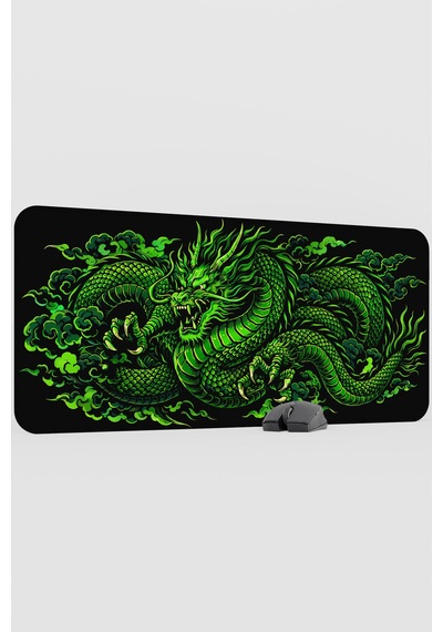 Ejderha Yeşil V3 90x40 Xxl Gaming Kauçuk Kaymaz Taban Mouse Pad Fare Altlığı