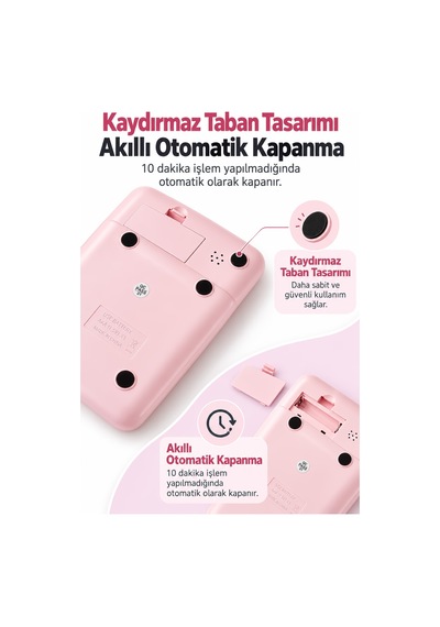 Lcd Ekran Hesap Makinesi 12 Haneli Hesap Makinesi Pastel Pembe