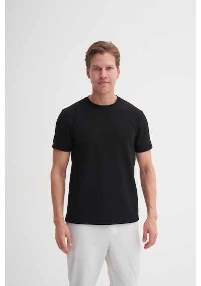 Cazador 4202 Bisiklet Yaka T-shirt Siyah