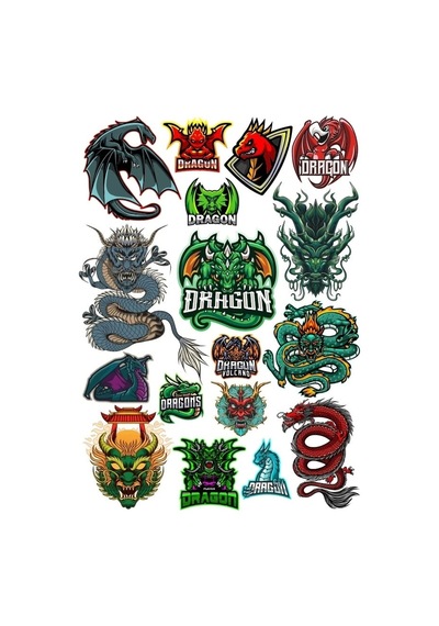 Ejderha Sticker Set 10 15 Parça Telefon, Tablet, Defter, Laptop Sticker