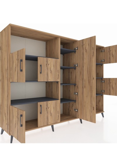 Hyperion Dolap 10 Raflı 9 Kapaklı 220x44x163 Çam-çam/antrasit Çam-çam/antrasit Hyperion Dolap 10 Raflı 9 Kapaklı 220x44x163 Çam-çam/antrasit Çam-çam/antrasit