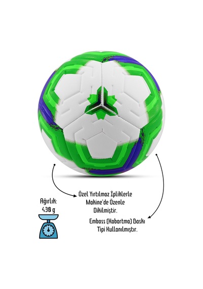 Telvesse Futbol Topu Premiera Sert Zemin Halı Saha Futbol Topu Hibrit Yeşil No:5 Yeşil