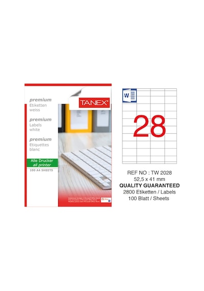 Tanex Tw-2028 - 52.50X41 MM Laser Etiket 100 Adet