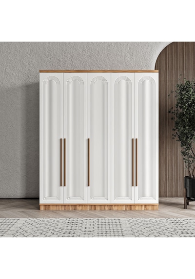 Rosa 5 Kapaklı Komple Mdf Gardırop - Elbise Dolabı