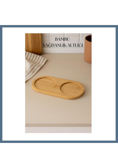 Buradabulabilirsin Bambu Yağdanlık Altlığı Çift Yuvalı 9x19 Cm Bbz