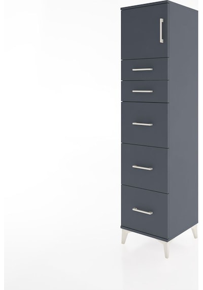 Hyperion Dolap Tek Raflı 5 Çekmeceli Tek Kapaklı 44x44x182 An... Antrasit