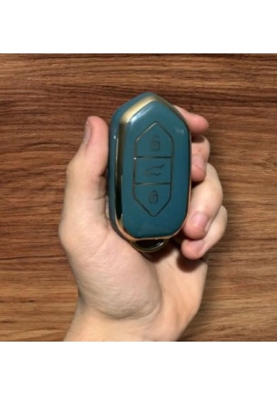 Togg T10x Uyumlu Anahtar Koruma Kılıfı Mavi / Altın Detaylı Lütfe