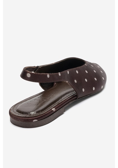 Luvi Shoes Serına Kahverengi Beyaz Puantiyeli Kadın Sandalet