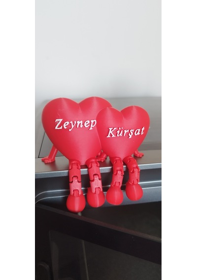 İsim Baskılı Ayaklı Kalp Kişiye Özel İsim Baskılı Dekoratif Hediyelik 3d Baskı Pla Hammadde Adet-Çiftli
