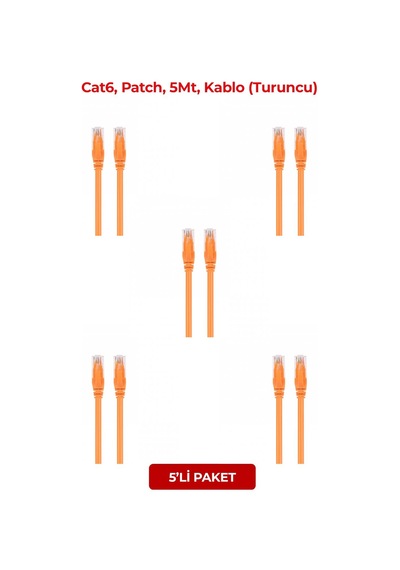 S-lınk Sl-cat605tr, Cat6, Patch, 5mt, Kablo Turuncu 5li Paket