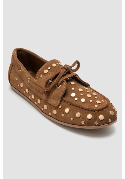 Luvi Shoes Hyde Toprak Süet Hakiki Deri Troklu Bağcıklı Kadın Loafer Ayakkabı