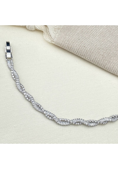 Su Yolu Çiftli Sarmal Bileklik Sarmaşık Model Zirkon Taş Silver Gümüş