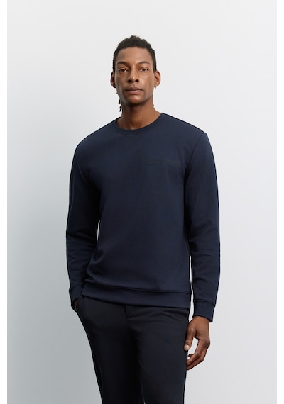 Avva Erkek Lacivert Bisiklet Yaka Kolay Ütülenen Baskılı Pamuklu Regular Fit Sweatshirt A62y1214