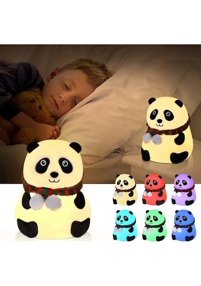 Panda Gece Lambası Çocuklar İçin Gece Işıkları Dokunmatik Sensörlü Renkli Masa Lambası