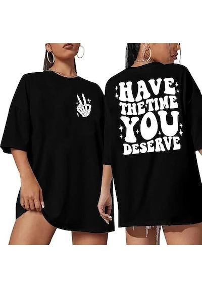 De'charme Bisiklet Yaka Kısa Kol Baskılı T-shirt - Siyah