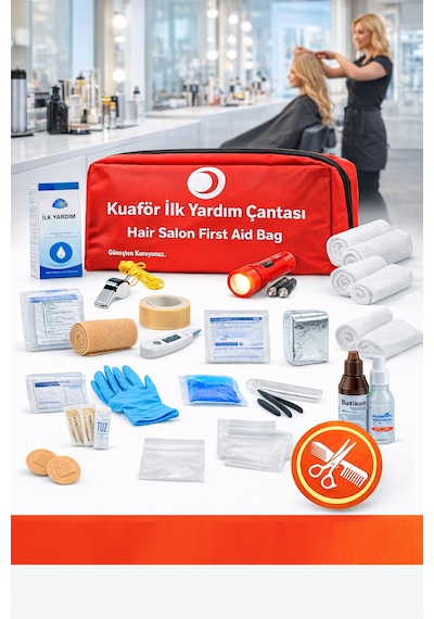 Kuaför İlk Yardım Çantası Ruhsat Yönetmeliğine Uygun 50 Parça