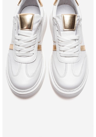 Ivara Beyaz Altın Hakiki Deri Kadın Günlük Sneakers Beyaz - Altın