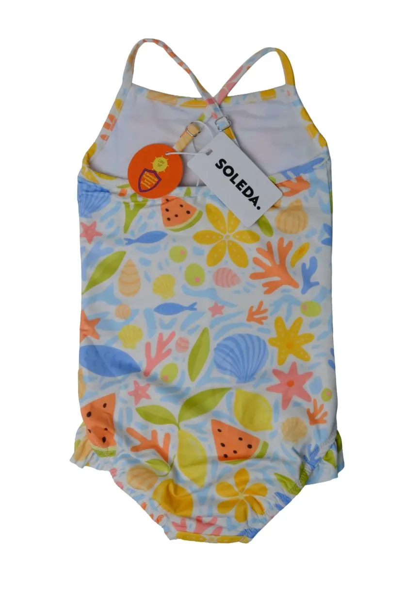Soleda Uv Korumalı Hızlı Kuruyan Kız Bebek Çocuk Mayosu Underwater Salad Çok Renkli