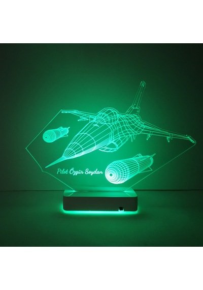 Kişiye Özel F16 Savaş Uçağı Masaüstü 3D Led Lamba