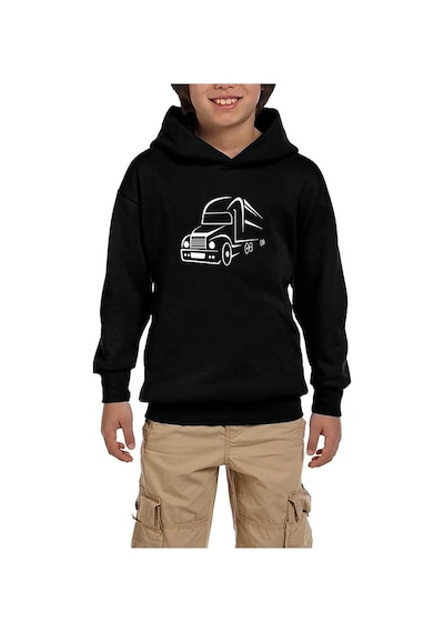 Zepplin Giyim Tır Silüet Siyah Çocuk Kapşonlu Sweatshirt Siyah