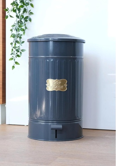 Paslanmaz Galvaniz Metal 30 Litre Pedallı Çöp Kovası Antrasit Genel