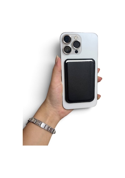 Teknohuby İphone 11 12 13 14 15 16 17 Plus Pro Max Kartlık Manyetik Deri Magsafe Cüzdan Arkası Kartlık Siyah Siyah