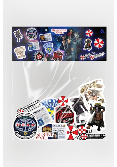 Resident Evil Umbrella Corp Temalı Sticker Paketi 14 Parça Kaliteli Su Geçirmez Etiket Seti Çok Renkli