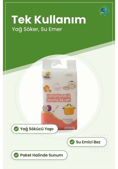 Tek Kullanımlık Temizlik Bezi Yağ Sökücü Su Emici Mutfak Asılabil Çok Renkli