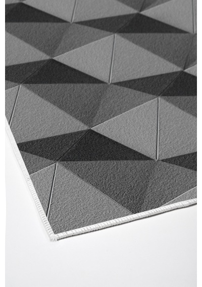Alanur Home Kaymaz Dijital Mutfak & Salon Halı Trend Geometrik E5030 gri