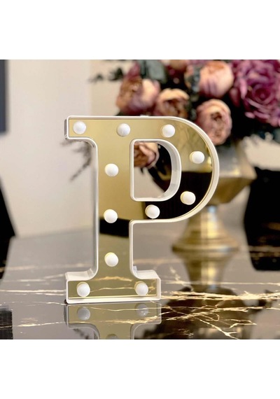 Dekoratif Led Işıklı 3d P Harfi Büyük Boy Organizasyon Doğum Günü