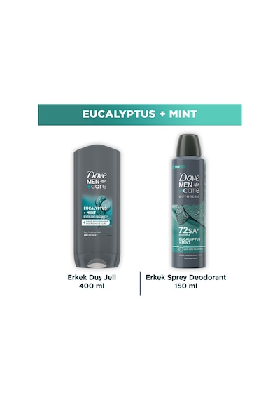 Dove Men +care Advanced Erkek Deodorant Eucalyptus Mint 150 Ml + Eucalyptus + Mint Duş Jeli 400 Ml