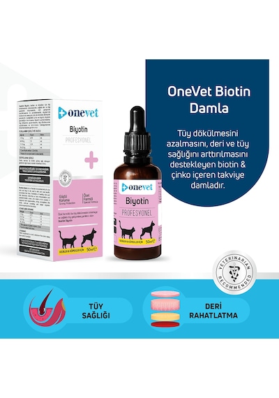 Onevet Kedi ve Köpekler İçin Tüy Dökülmesini Önleyici Biotin Damla 50 Ml