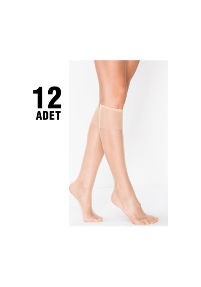 Özge Fit 15 Parlak Bayan Pantolon Çorap 12'li-28-TEN Ten Rengi