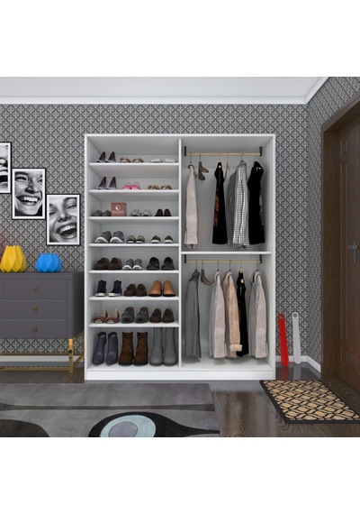 Kenzlife Portmanto Ayakkabılık Plevne Mat Beyaz 180 140 50 Suntalam 24 Çift Ayakkabı Kapasitesi