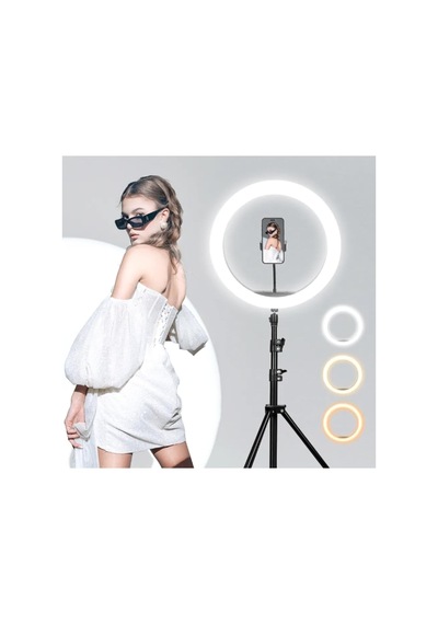 10 Inç Ring Light 3 Renk Işıklı Youtuber Led Işıklı 2.1 Metre Tripod Selfie Makyaj Işığı Çok Renkli