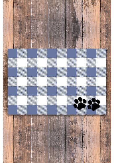 Evaşk Vinil Kaymaz Tabanlı Keçe Baskılı Evcil Hayvan Pet Mama  Paspası 25x40 Renk MAVİ PM3825MAVİ
