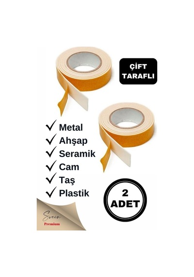 Süngerli Çift Taraflı Ultra Yapışkan Iç Dış Mekan Tamir Çok Amaçlı Köpük Bant 2 Mt 19 Mm