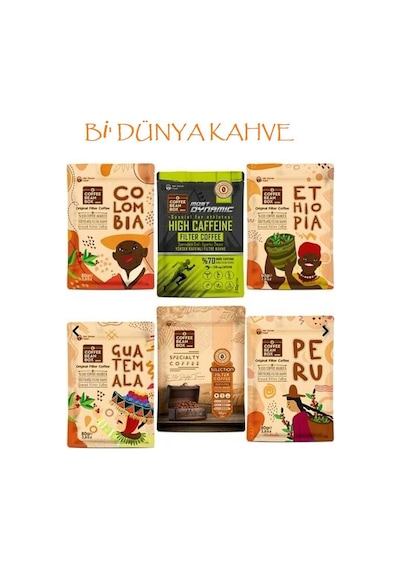 Altın Telve Coffee Bean Box Bi'dünya Filtre Kahve World Coffees 80'ler 6 x 80 G