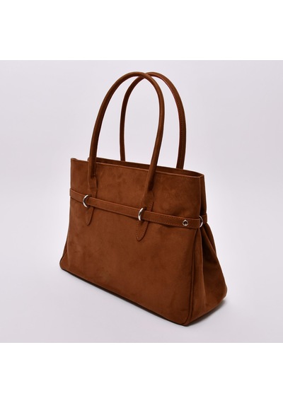 Metal Toka Detaylı Taba Süet Çanta Taba