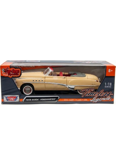 Motormax 1:18 1949 Buick Roadmaster Diecast Model Araba - Bej - Metal Koleksiyon Araç Lisanslı