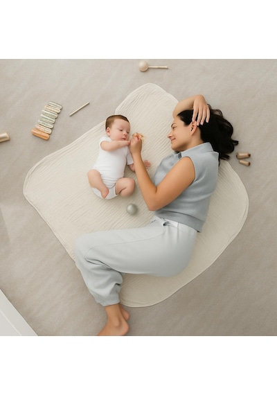 4 Katlı Çok Amaçlı Müslin Örtü & Battaniye %100 Pamuk, Oeko-teks Sertifikalı 80x80 Cm Ekru